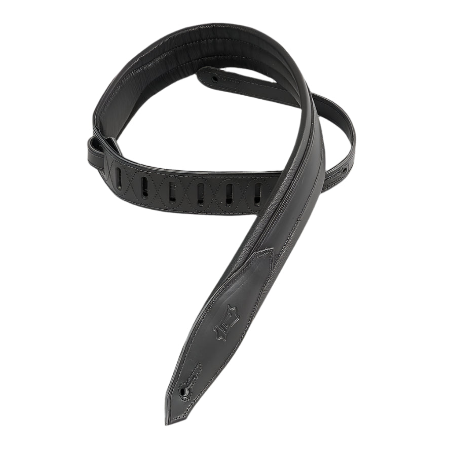 LEVYS MSS80BLK 2" Carving Leather Guitar Strap w/ Foam Padding