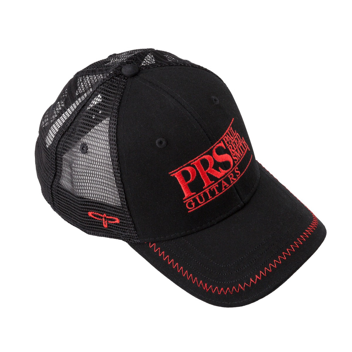 PRS 102886001016 Trucker Hat, Block Logo Red, Black