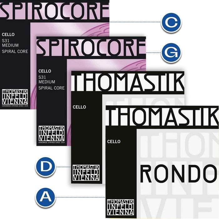 THOMASTIK SPIRONDO Spirocore Tungsten & Rondo Cello Set (RO41/RO42/S32/S33) - Ray's Midbell Music