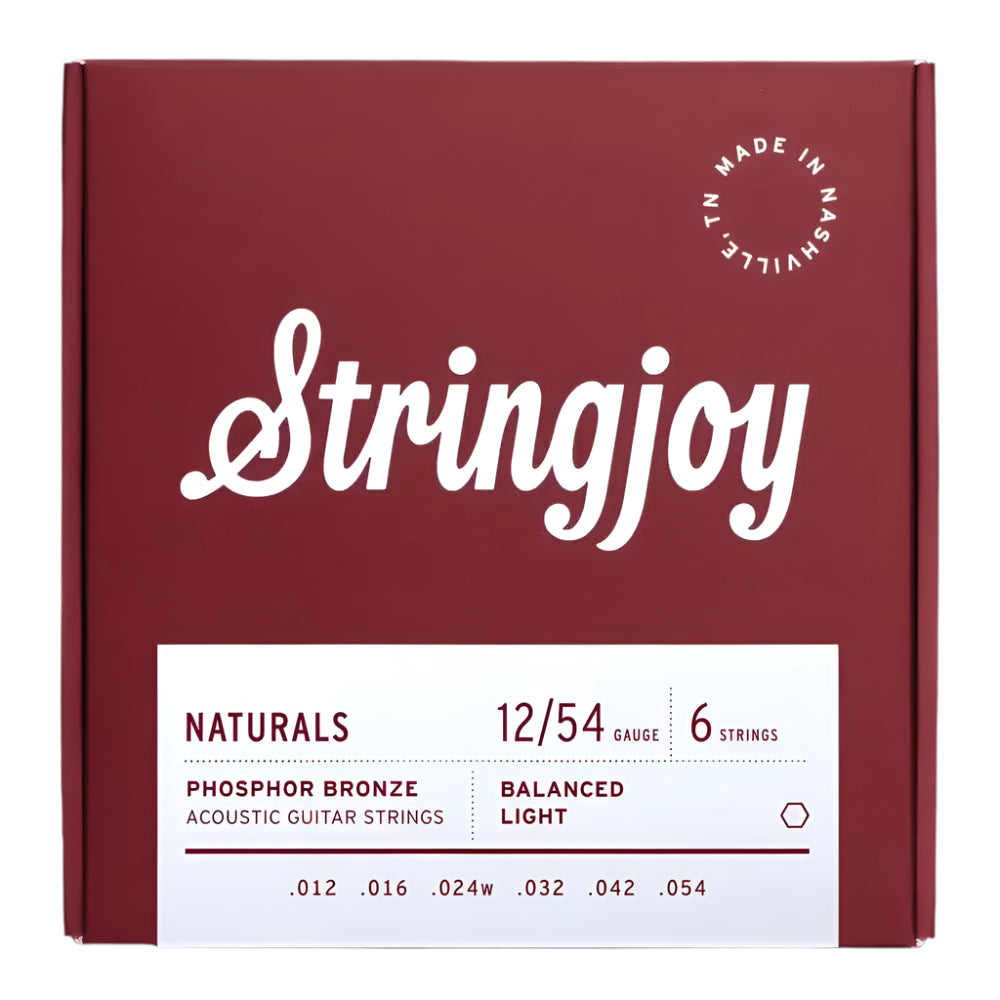 Stringjoy SJ-NB1254 Naturals Light Gauge (12-54) Phosphor Bronze Acoustic Guitar Strings
