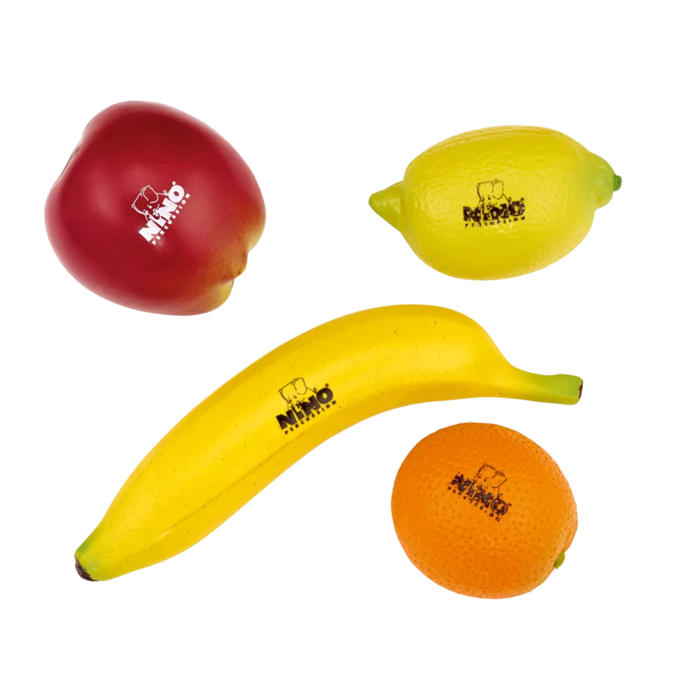 NINO PERCUSSION NINOSET100 4 Piece Fruit Shaker Set (Apple, Banana, Lemon, Orange)