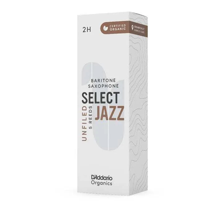 RICO JAZZ SELCT ORRS05BSX2H #2H Organic Unfiled Baritone Saxpophone Reeds, Box of 5
