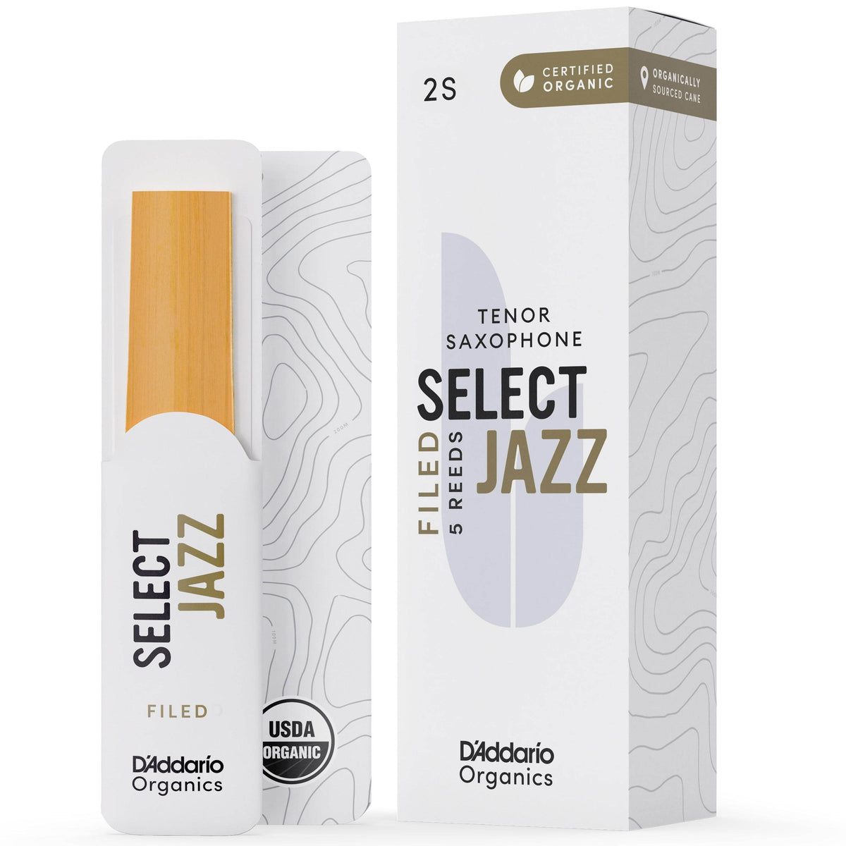 RICO JAZZ SELCT ORSF05TSX2S #2S Organic Select Jazz Filed Tenor Saxophone Reeds, 5-pack - Ray's Midbell Music