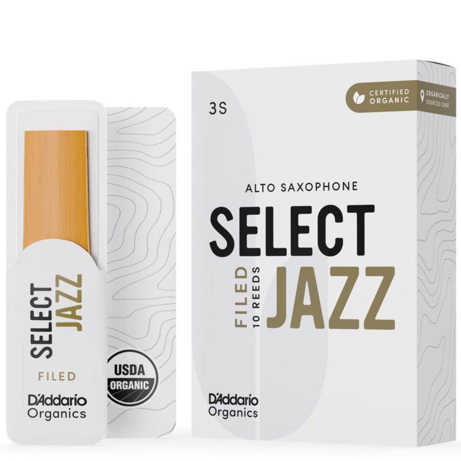 RICO JAZZ SELCT ORSF10ASX3S #3S Organic Filed Alto Saxophone Reeds, Box of 10 - Ray's Midbell Music