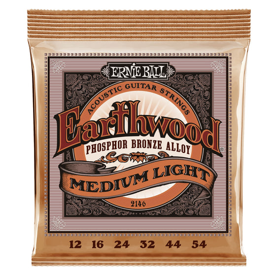 ERNIE BALL P02146 Earthwood Medium Light Phosphor Bronze Acoustic Guitar Strings(12-54)