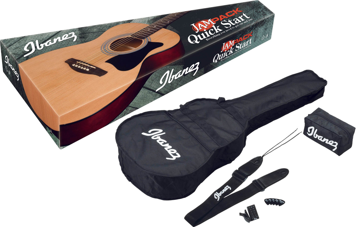Ibanez IJVC50OPN Grand Concert Starter Pack W/Gig Bag, Strap, Picks, Tuner (Spruce Top) - Ray's Midbell Music