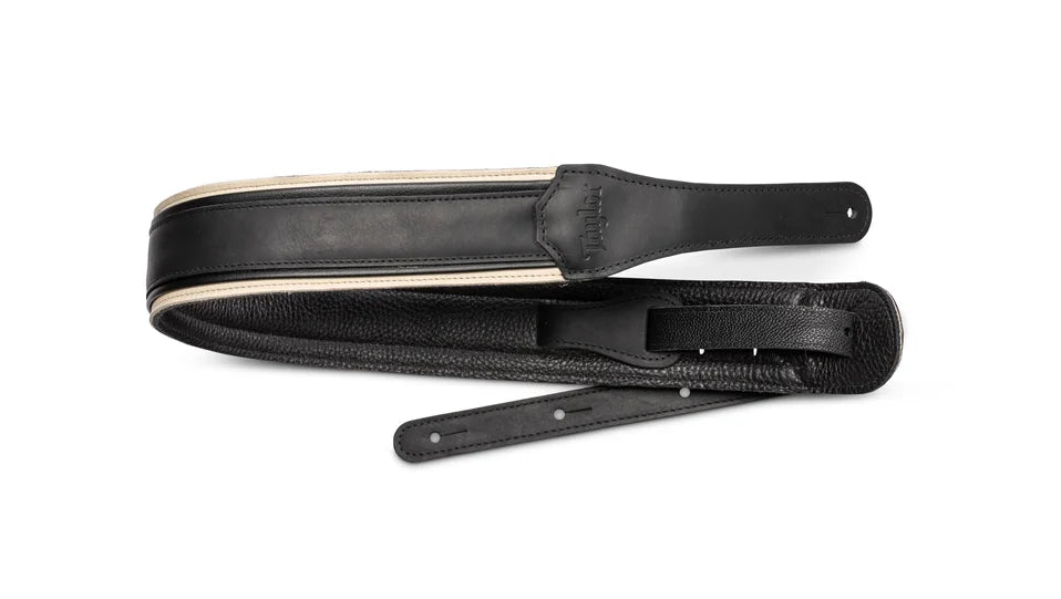 TAYLOR 412725 2.5" White/Black American Dream Leather Guitar Strap