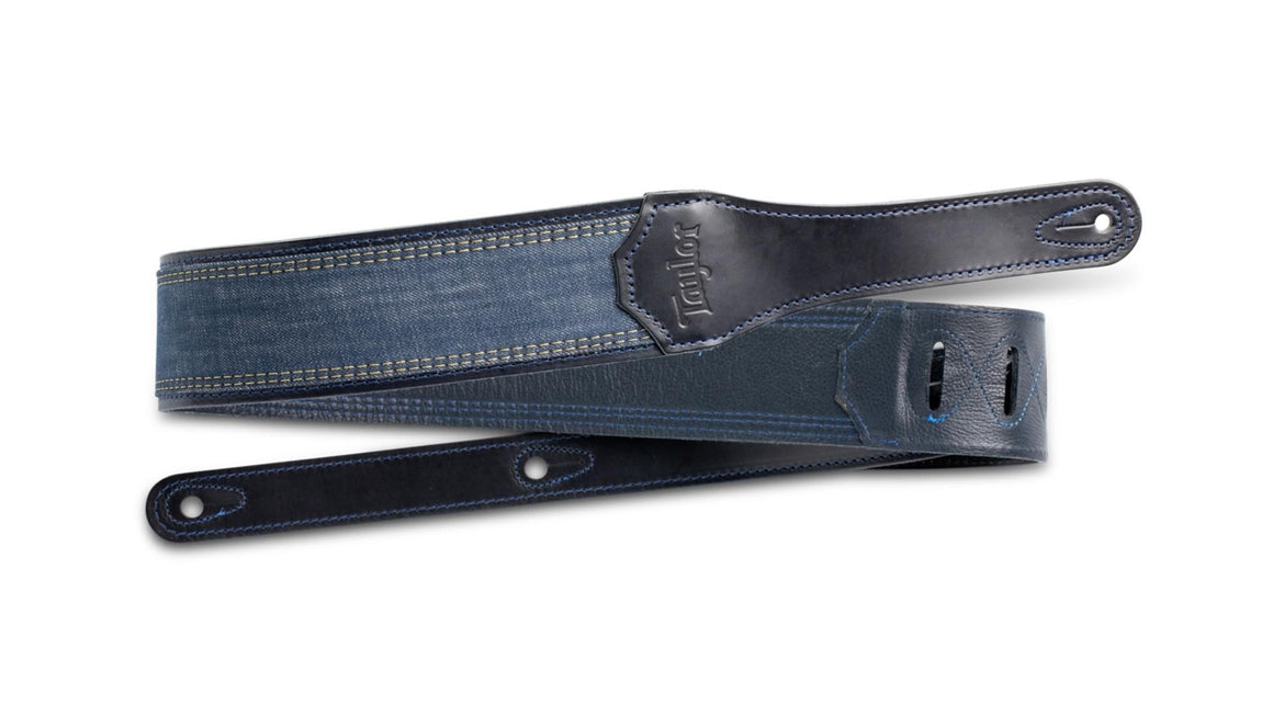 Taylor 430025 2.5" Blue Denim Navy Leather Edges Guitar Strap