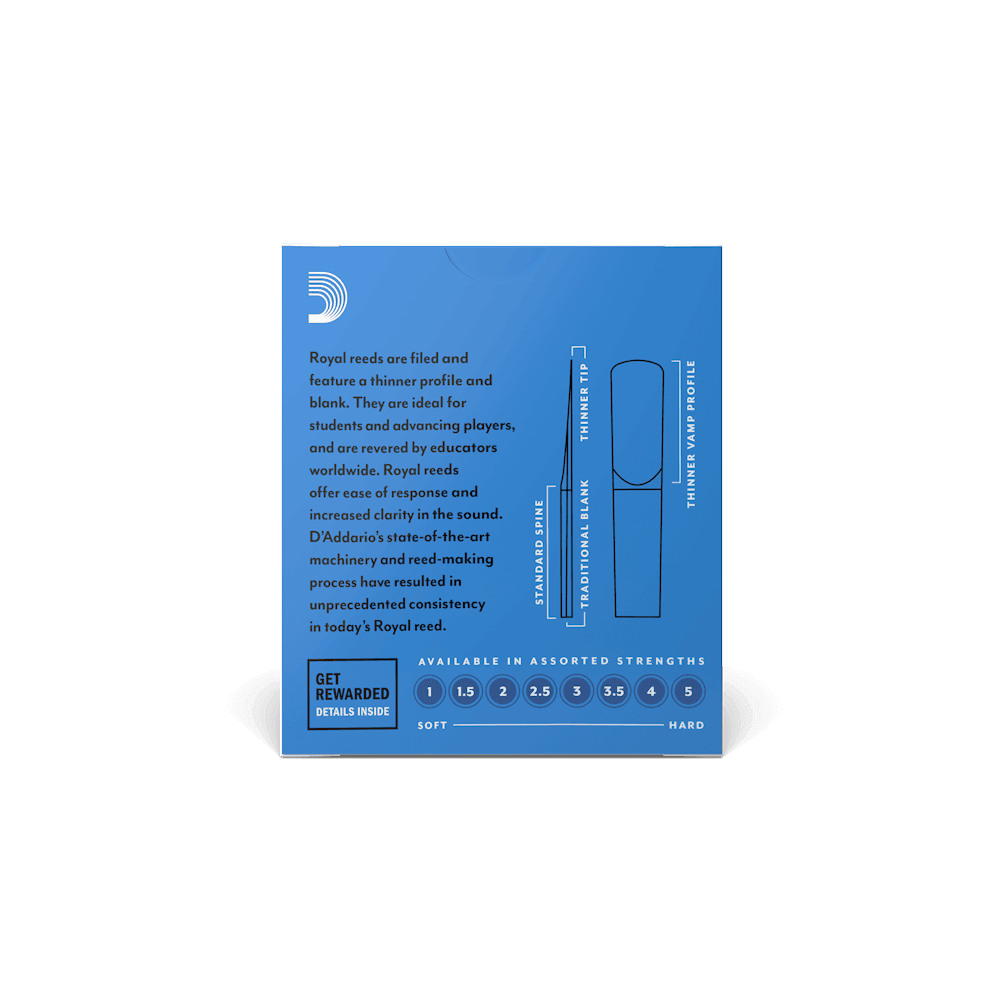 D'addario Rico Royal RCB1035 #3.5 Clarinet Reeds, Box of 10 - Ray's Midbell Music