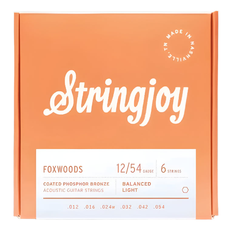 Stringjoy SJ-FW1254 Foxwoods Light Gauge (12-54) Coated Phosphor Bronze Acoustic Guitar Strings