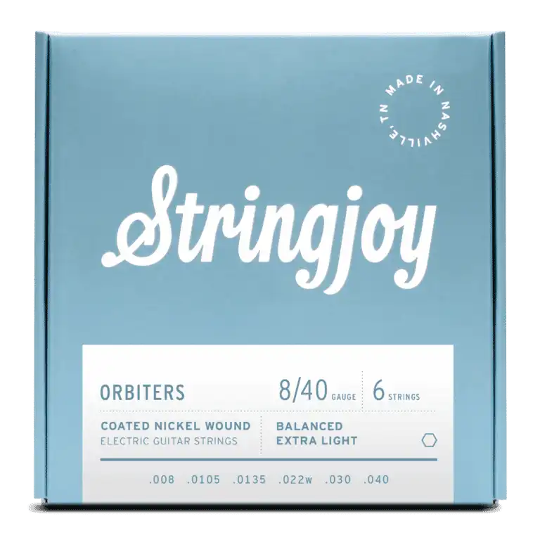 STRINGJOY SJOR0840 Orbiters Balanced Extra Light Gauge (8-40) Coated Nickel Wound Electric Guitar Strings