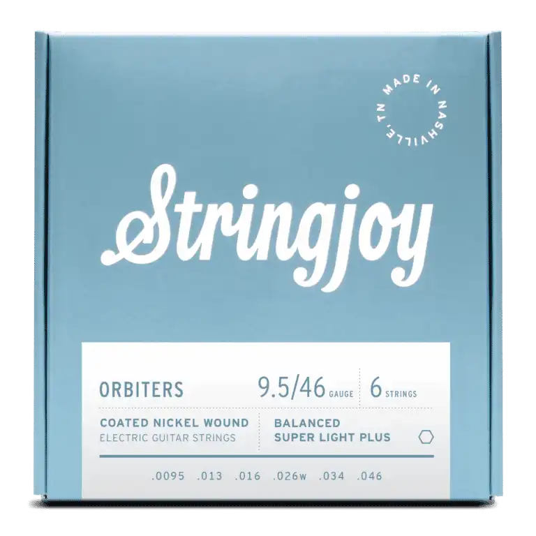 STRINGJOY SJOR09546 Orbiters Balanced Super Light Plus Gauge (9.5-46) Coated Nickel Wound Electric Guitar Strings
