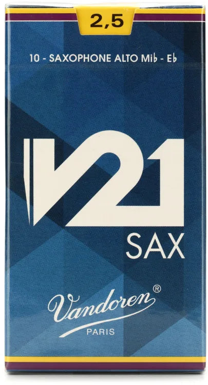 Vandoren V21 SR8125 #2.5 Alto Sax Reeds, Box of 10