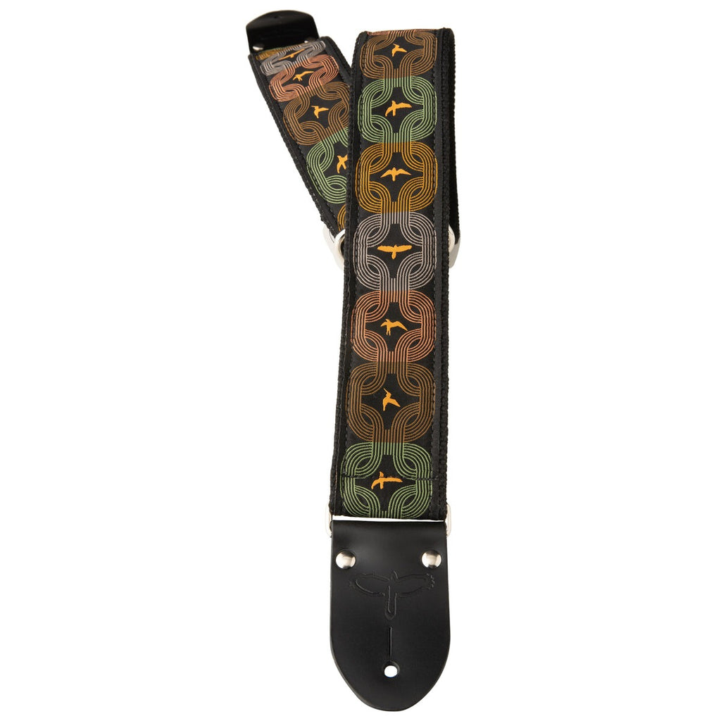 PRS 113011045 2" Deluxe Retro Strap, Orange Birds, Custom Jacquard