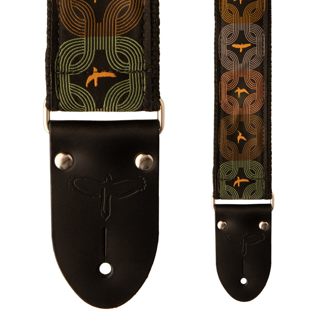 PRS 113011045 2" Deluxe Retro Strap, Orange Birds, Custom Jacquard