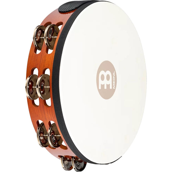 MEINL PERCUSSN TAH2AB Wood Tambourine w/ Goat Head, African Brown, Steel Jingles