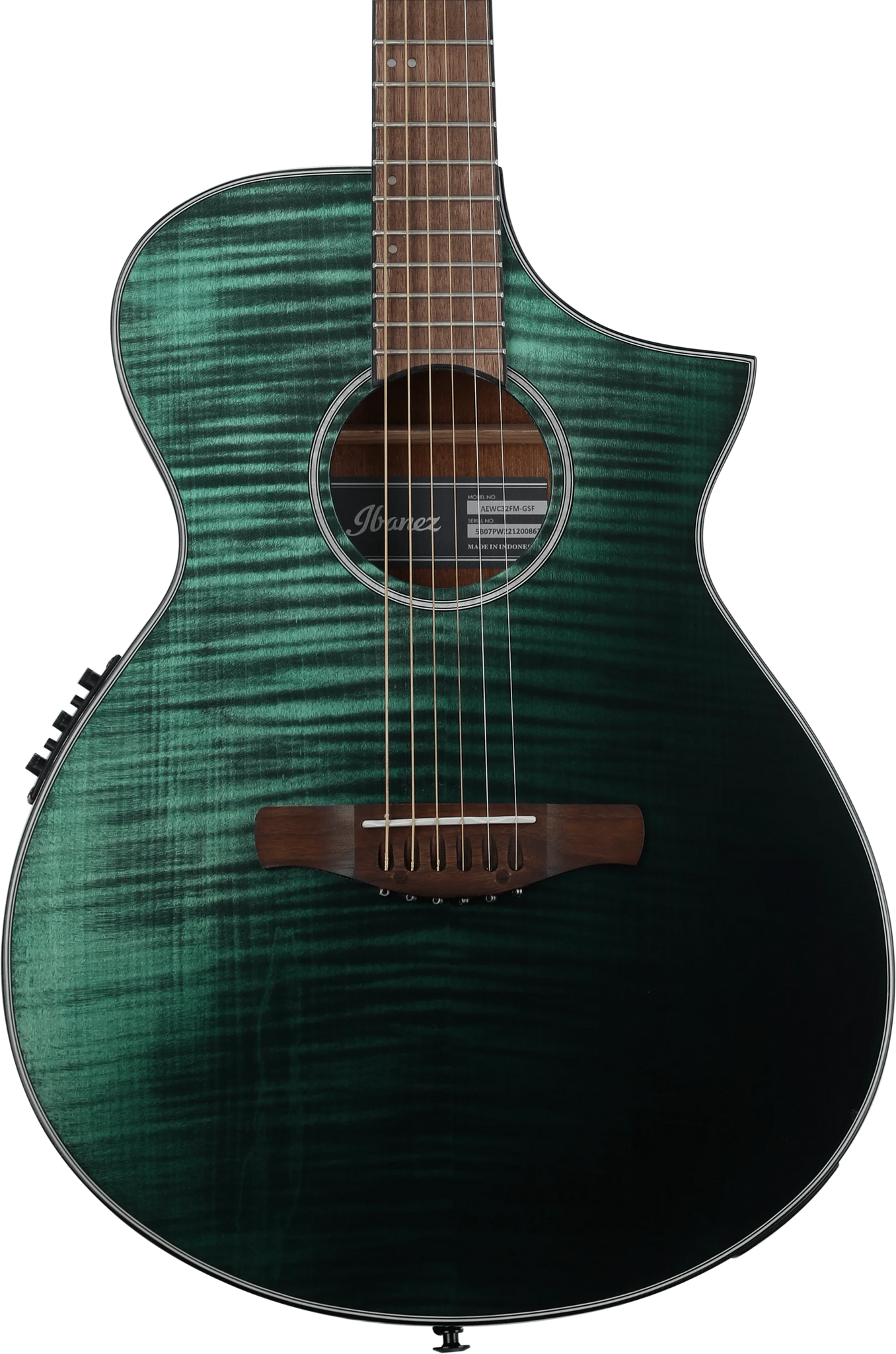 Ibanez AEWC32FMGSF AEW Series Thinline Cutaway A/E Guitar (Green Sunset Fade)