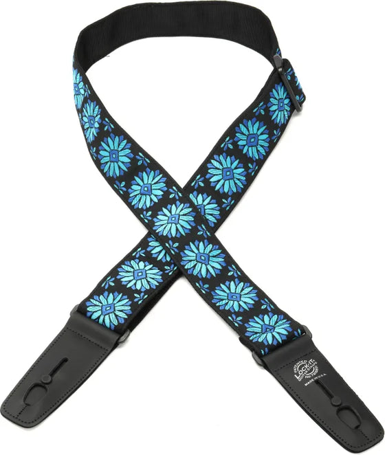 Lock It LIS303J10 2" Vintage Jacquard Strap w/ Locking System, Blue Flower Burst