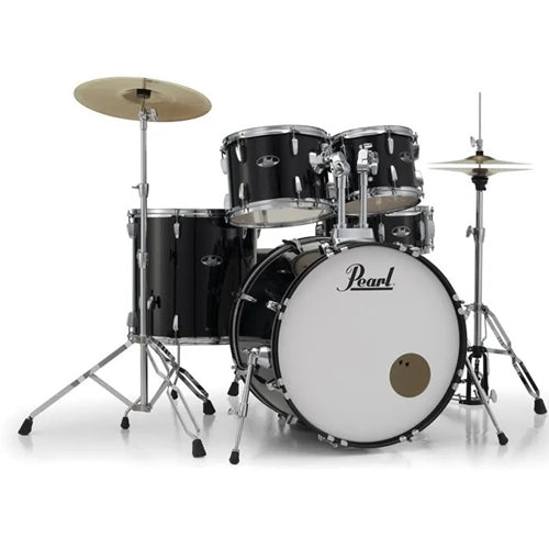 Pearl RS525SBRDC31 Roadshow 5 Piece Complete Drum Set w/ BRD1 3 Cymbal Pack & Additional Cymbal Stand (Jet Black)