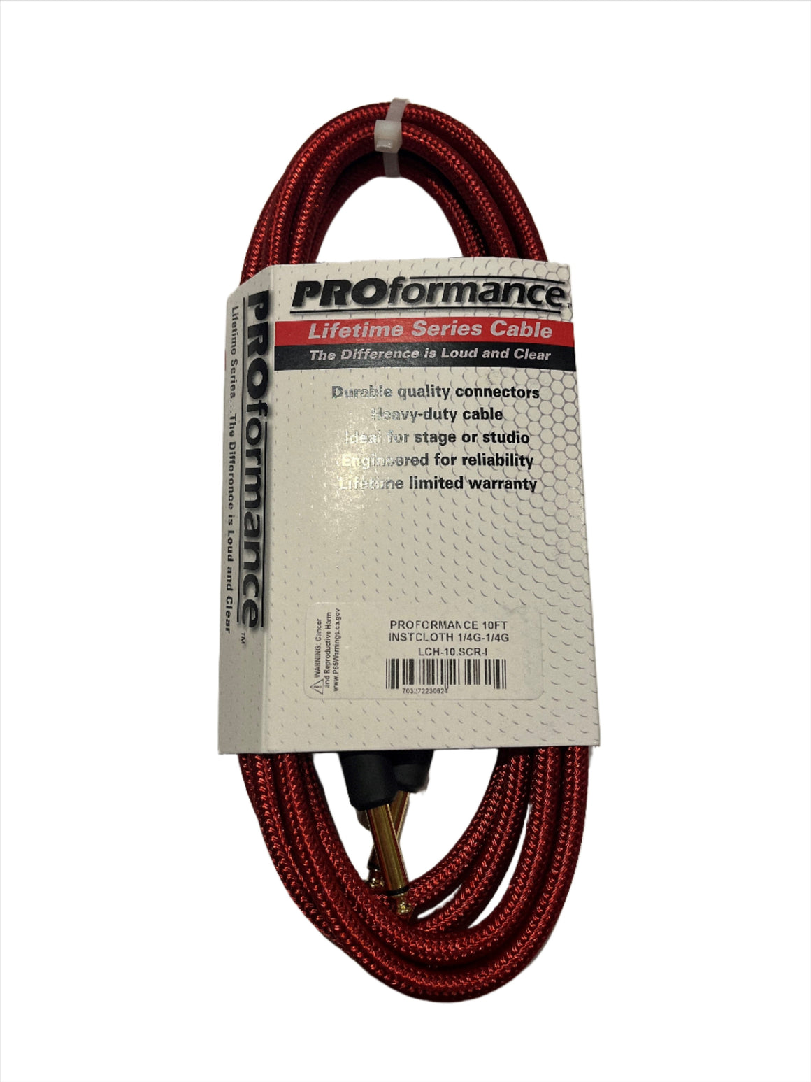 PROformance LCH10RED 10' Woven Cloth Instrument Cable (Red)