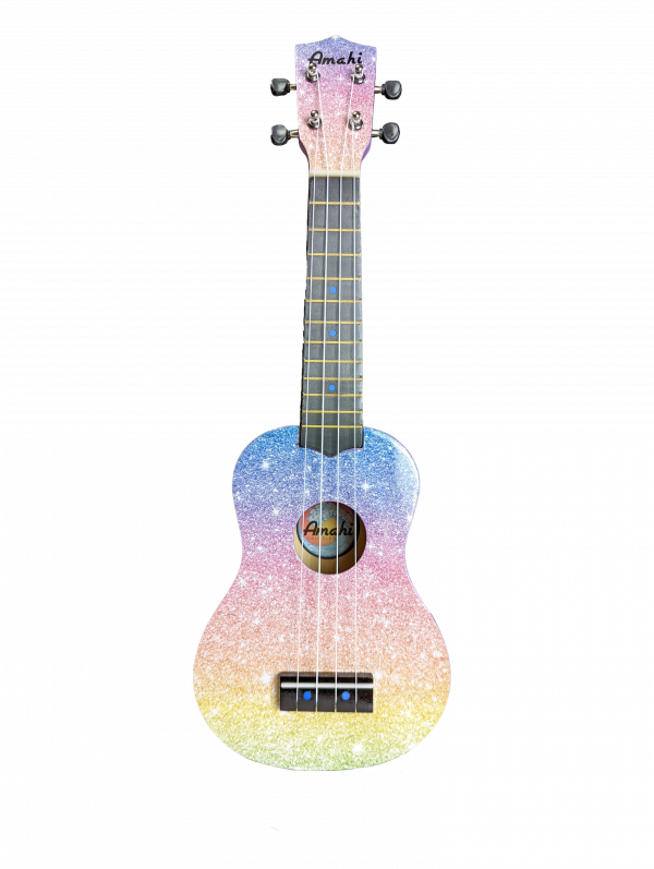Amahi  DDUK25 Glitter Rainbow Soprano Ukulele w/ Bag