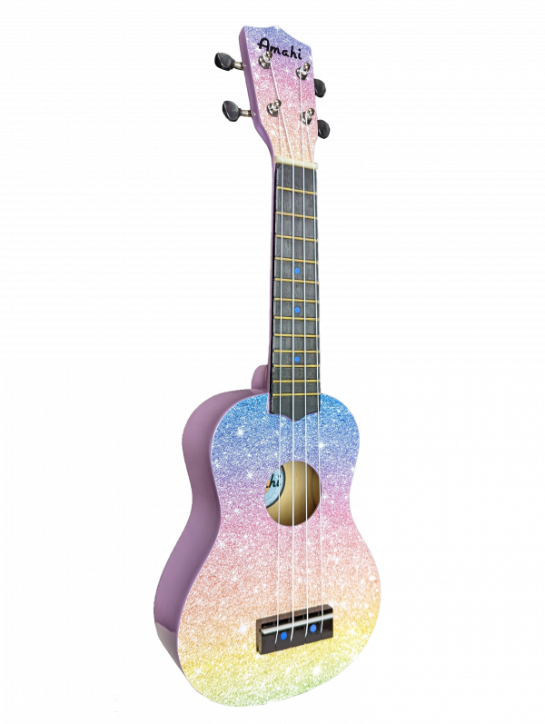 Amahi  DDUK25 Glitter Rainbow Soprano Ukulele w/ Bag