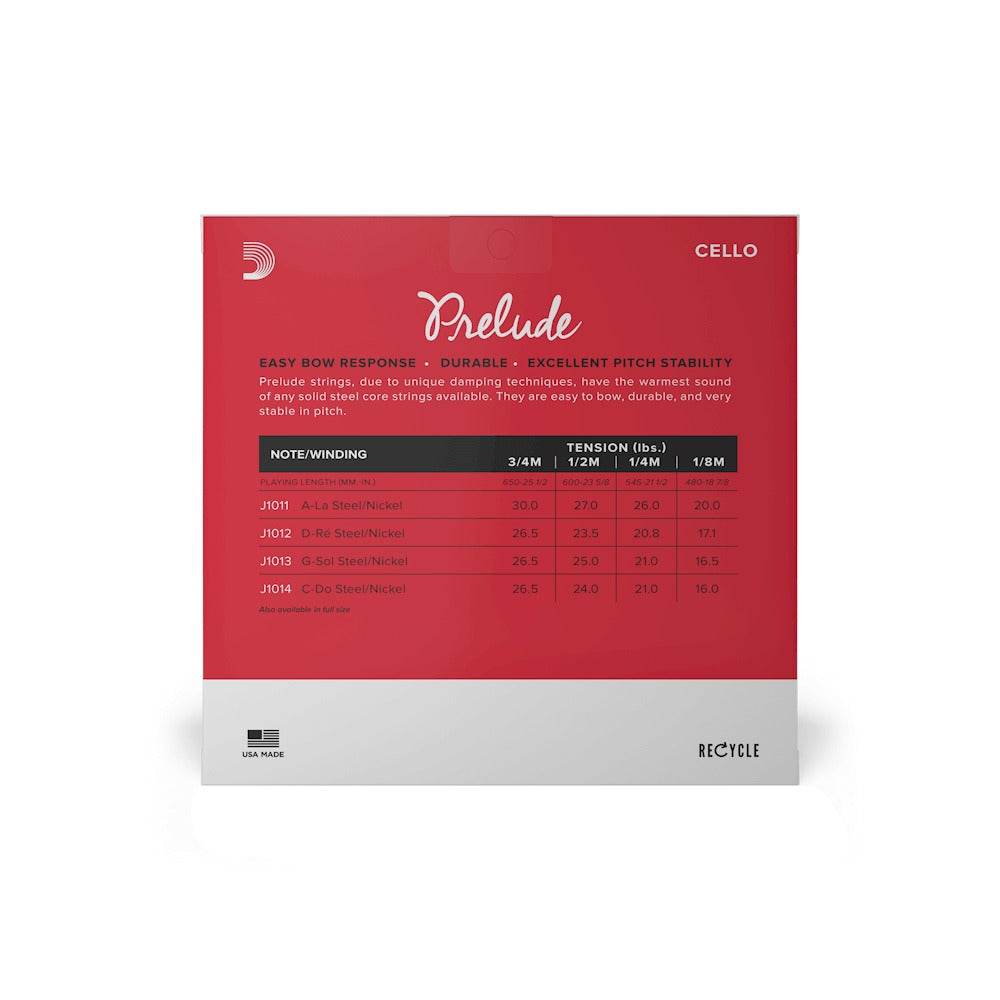 D'ADDARIO J101014M 1/4 Prelude Cello String Set, Medium Tension - Ray's Midbell Music