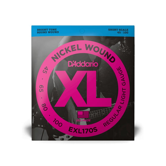 D'ADDARIO EXL170S XL Light Short Scale Bass Strings, Round Wound