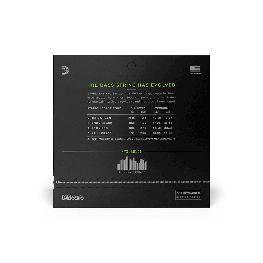 D'ADDARIO NYXL45105 NYXL Light Top / Med Bottom Bass Strings Long Scale, 45-105 - Ray's Midbell Music
