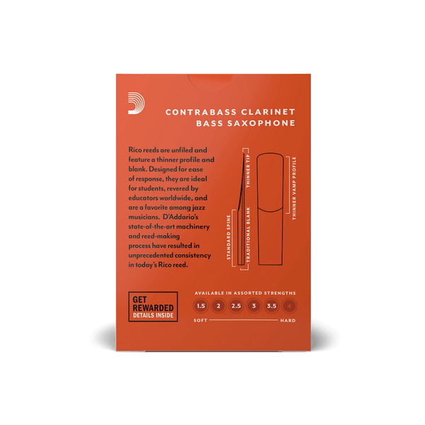 RICO RFA1025 #2.5 Contra Alto/Bass Clarinet Reeds, Box of 10