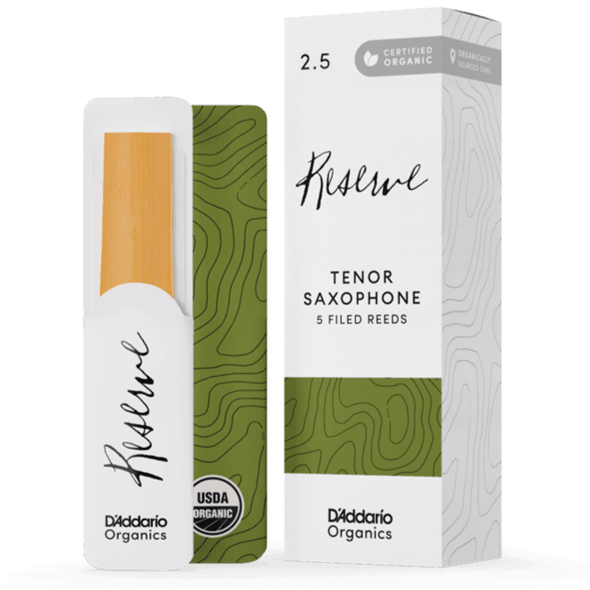 D'ADDARIO ODKR0525 #2.5 Organic Reserve Tenor Saxophone Reeds, 5-pack - Ray's Midbell Music