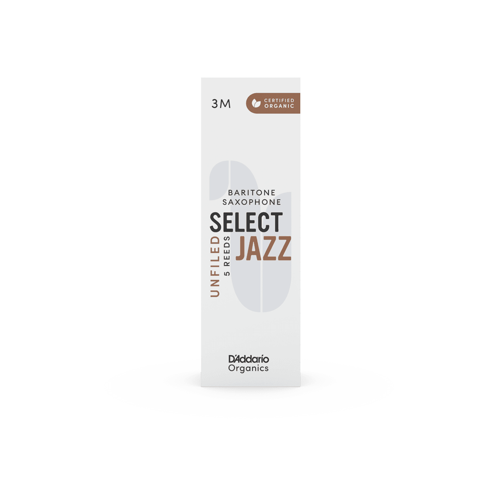 RICO JAZZ SELCT ORRS05BSX3M #3M Organic Select Jazz Unfiled Bari Saxophone Reeds, 5-pack - Ray's Midbell Music