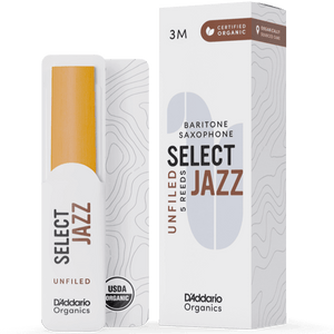 RICO JAZZ SELCT ORRS05BSX3M #3M Organic Select Jazz Unfiled Bari Saxophone Reeds, 5-pack - Ray's Midbell Music