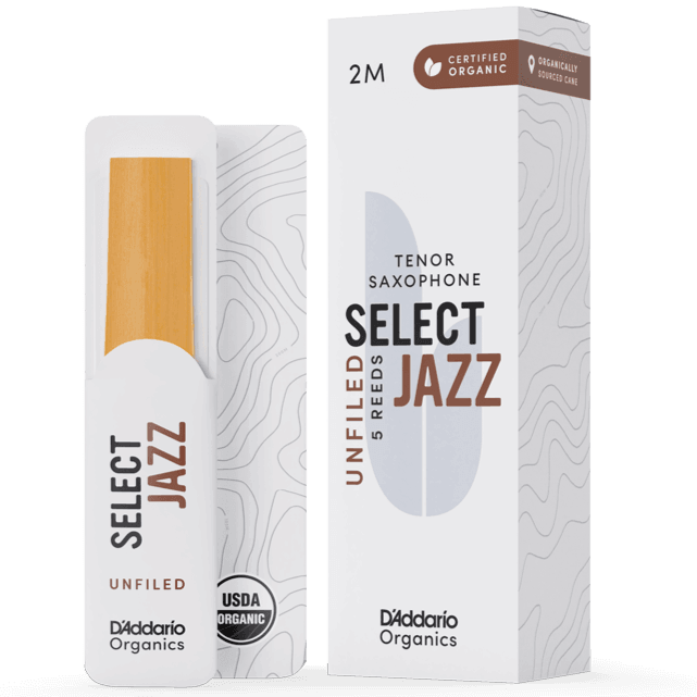 RICO JAZZ SELCT ORRS05TSX2M #2M Organic Unfiled Tenor Saxophone Reeds, 5-pack - Ray's Midbell Music