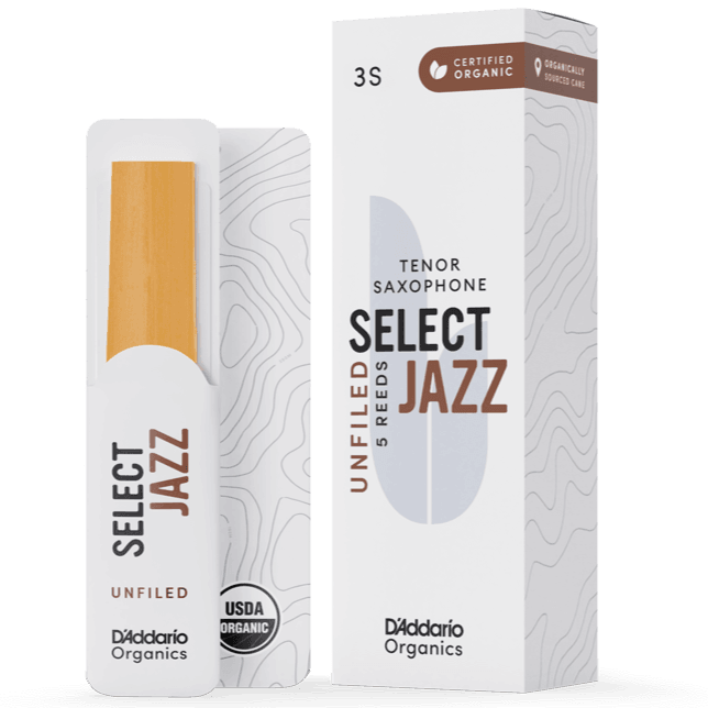 RICO JAZZ SELCT ORRS05TSX3S #3S Organic Unfiled Tenor Saxophone Reeds, 5-pack - Ray's Midbell Music