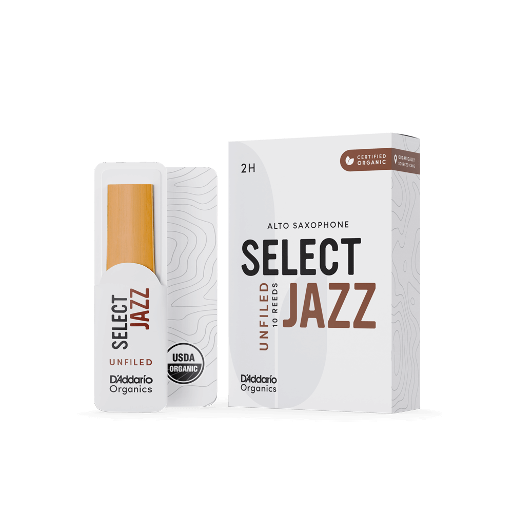 RICO JAZZ SELCT ORRS10ASX2H #2H Organic Unfiled Alto Saxophone Reeds, Box of 10