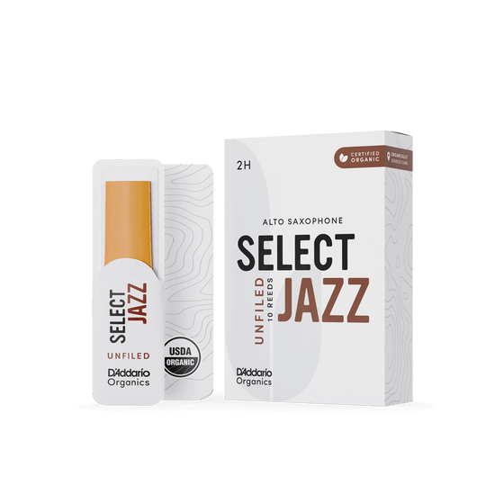 RICO JAZZ SELCT ORRS10ASX2H #2H Organic Unfiled Alto Saxophone Reeds, Box of 10