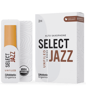RICO JAZZ SELCT ORRS10ASX2H #2H Organic Unfiled Alto Saxophone Reeds, Box of 10 - Ray's Midbell Music