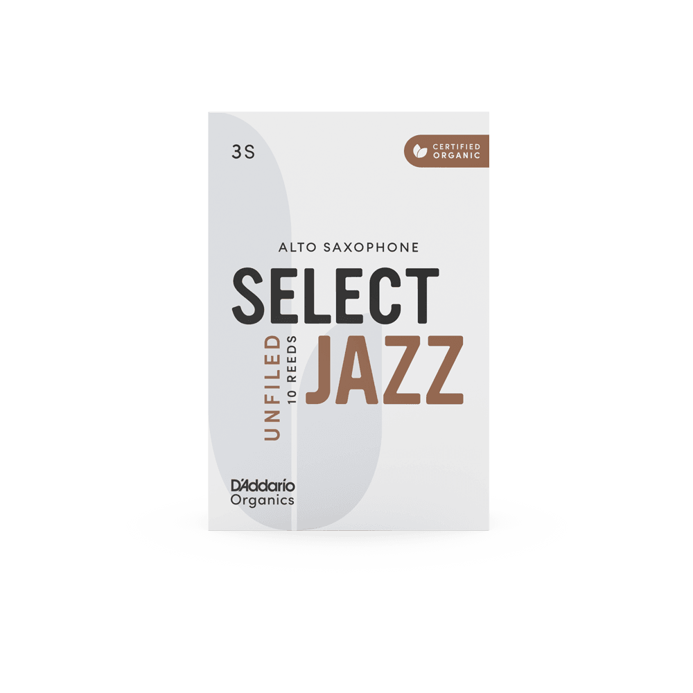 RICO JAZZ SELCT ORRS10ASX3S #3S Organic Unfiled Alto Saxophone Reeds, Box of 10 - Ray's Midbell Music