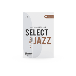 RICO JAZZ SELCT ORRS10ASX3S #3S Organic Unfiled Alto Saxophone Reeds, Box of 10 - Ray's Midbell Music