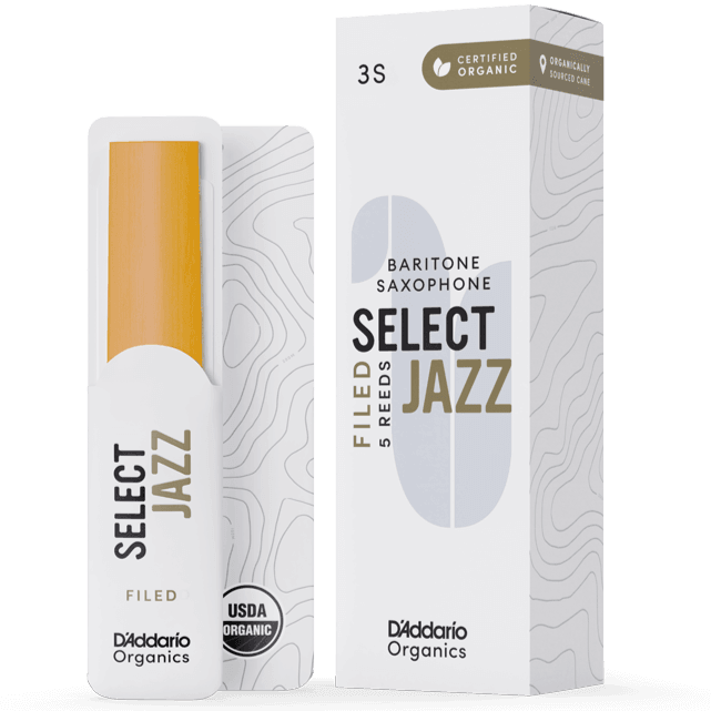 RICO JAZZ SELCT ORSF05BSX3S #3S Organic Filed Bari Sax Reeds, 5-pack - Ray's Midbell Music