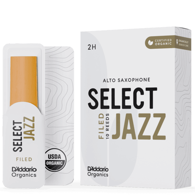 RICO JAZZ SELCT ORSF10ASX2H #2H Organic Filed Alto Saxophone Reeds, Box of 10 - Ray's Midbell Music