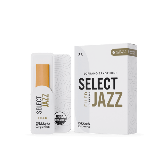 RICO JAZZ SELCT ORSF10SSX3S #3S Organic Filed Soprano Sax Reeds, Box of 10