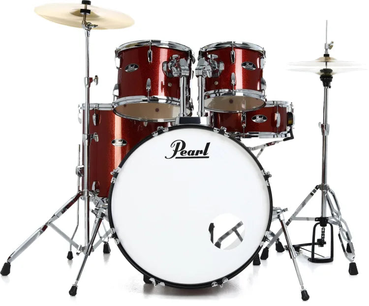 Pearl RS525SBRDC91 Roadshow 5 Piece Complete Drum Set w/ BRD1 3 Cymbal Pack & Additional Cymbal Stand (Red Wine)