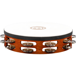 Wood Tambourine w/ Goat Head, African Brown, Steel Jingles - TAH2AB