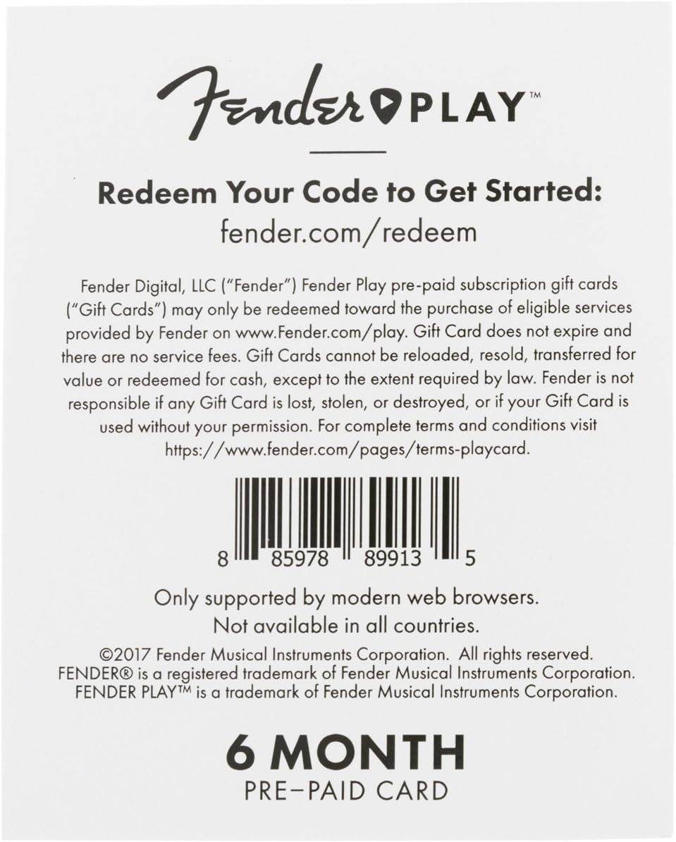 FENDER 6206700001 Fender Play 6 Month Subscription Prepaid Card - Ray's Midbell Music