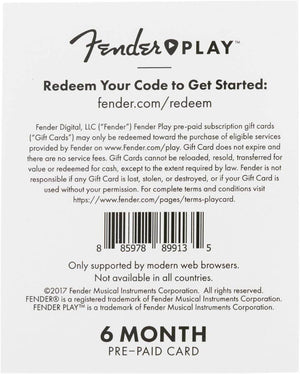 FENDER 6206700001 Fender Play 6 Month Subscription Prepaid Card - Ray's Midbell Music