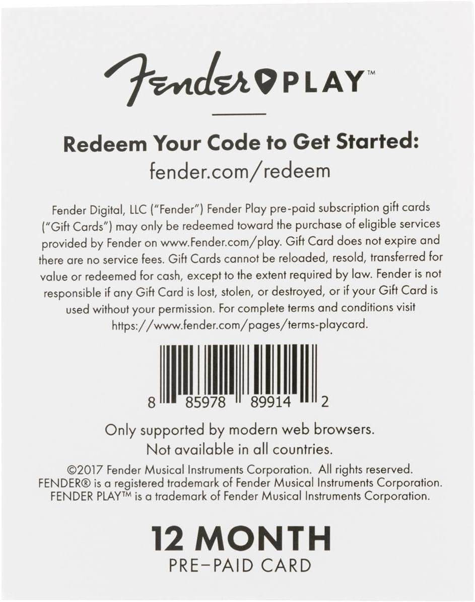 FENDER 6212700001 Fender Play 12 Month Subscription Prepaid Card - Ray's Midbell Music