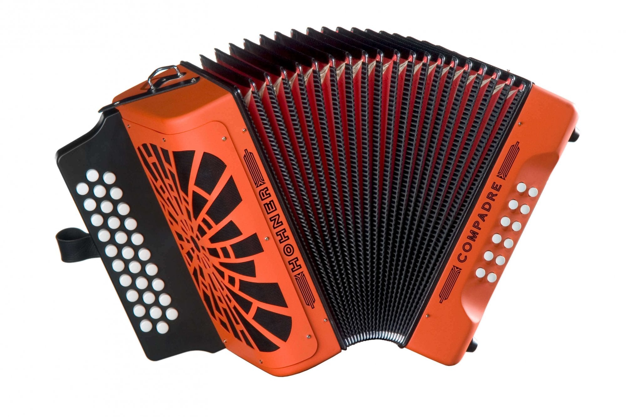 HOHNER COGON Compadre Diatonic Button Key Accordion, GCF orange w/ Gig Bag & Straps