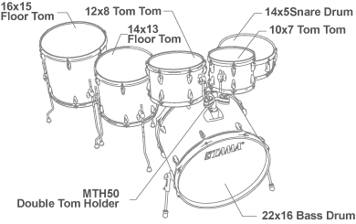 TAMA IE62CHLB Imperialstar 6 Piece Drum Set (Hair Line Blue)